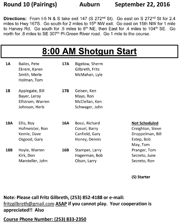 2016 Auburn Pairings
