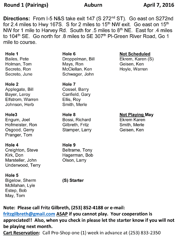 2016 Auburn Pairings