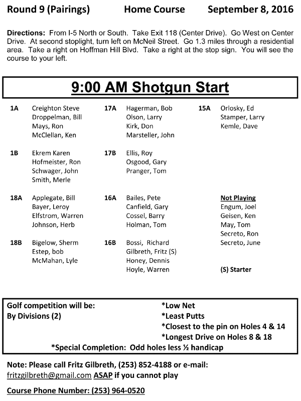 2016 Home Course Pairings